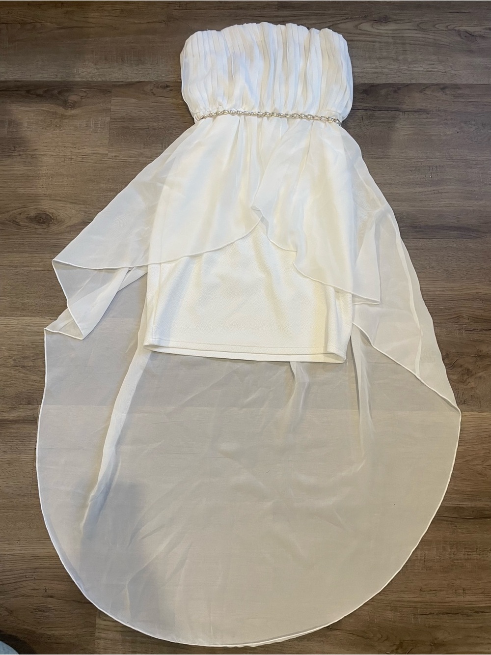 🤍 White Strapless High Low Dress | Beach Vacation Graduation Dress | S